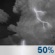 Friday Night: A chance of showers and thunderstorms. Mostly cloudy, with a low around 65. Southeast wind 2 to 6 mph. Chance of precipitation is 50%. Friday Night: Chance Showers And Thunderstorms